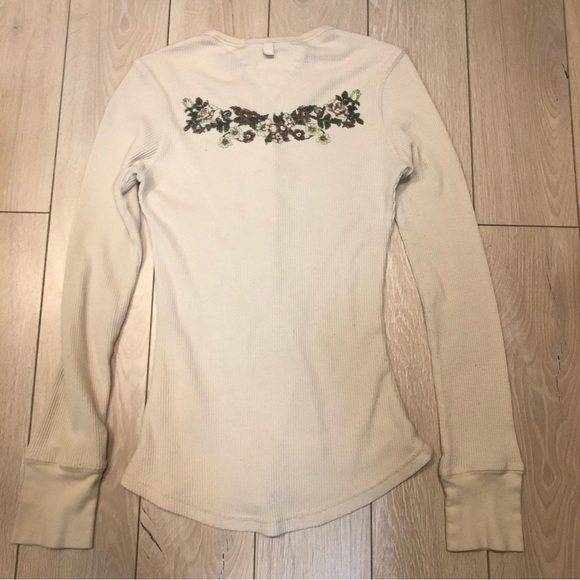 Tommy Hilfiger Denim Y2K Waffle Logo Embroidered Floral Long Sleeve Shirt SizeXS - Picture 4 of 12